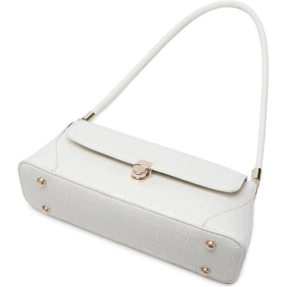 Women Crocodile White Imported Vintage Retro Classic Cute Tote Mini Clutch Bag - Picture 4 of 4